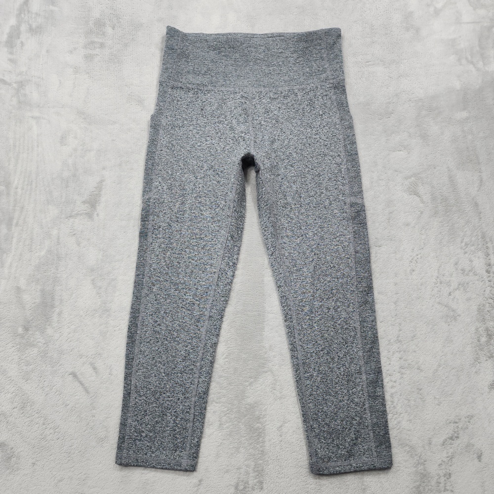 Zobha Leggings Womens M Gray Flecked High Rise Crop Yoga Gym Workout Athleisure